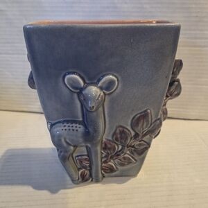 Vintage Vase Deer Mid Century Modern MCM Red Wing Collectible Rare BLUE